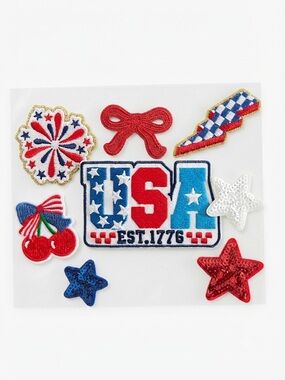 Patriotic USA Iron-On Patches - Red, White & Blue